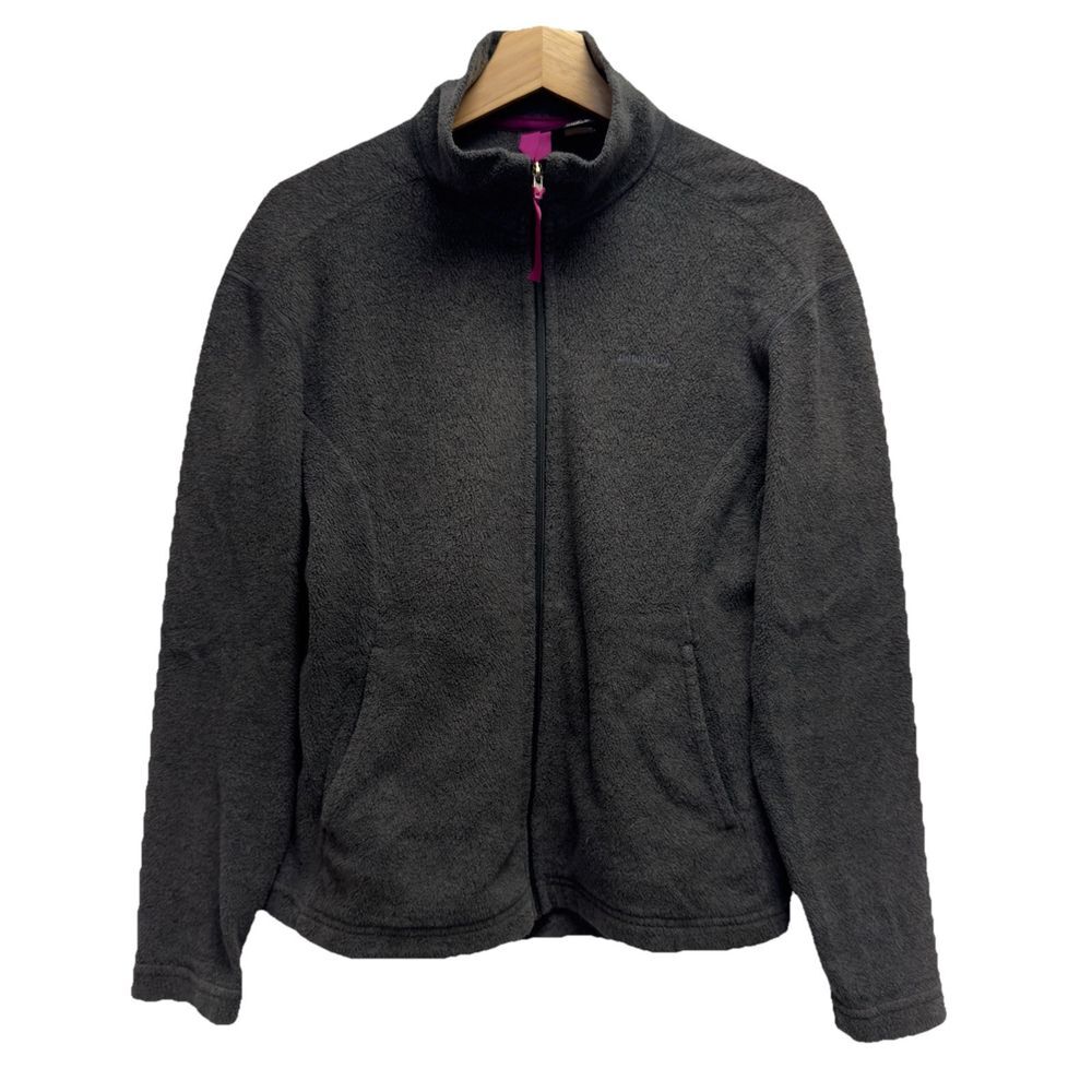 Patagonia Vtg 1990's Womens Size Medium Full Zip Dark Gray Fleece Jacket USA euc